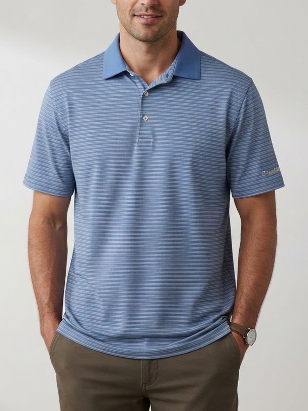 Peter Millar Striped Blue Polo Golf Tennis Size Large